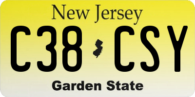 NJ license plate C38CSY