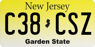NJ license plate C38CSZ
