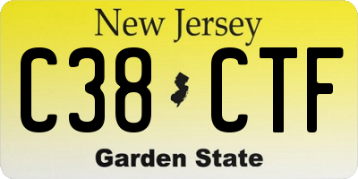 NJ license plate C38CTF