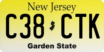 NJ license plate C38CTK