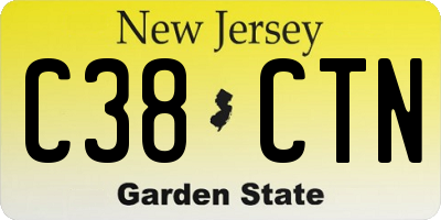 NJ license plate C38CTN