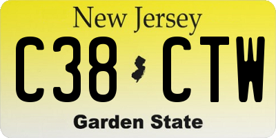 NJ license plate C38CTW