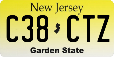 NJ license plate C38CTZ