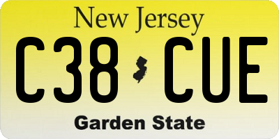 NJ license plate C38CUE