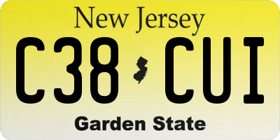 NJ license plate C38CUI