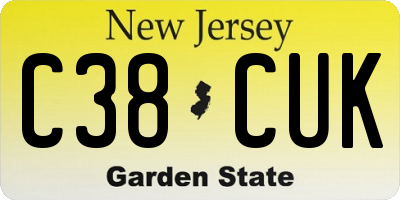 NJ license plate C38CUK