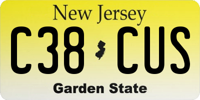 NJ license plate C38CUS