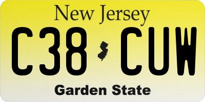 NJ license plate C38CUW