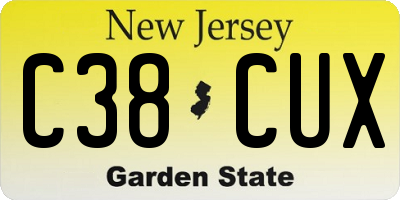 NJ license plate C38CUX
