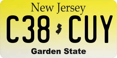 NJ license plate C38CUY