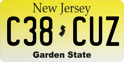 NJ license plate C38CUZ