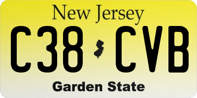 NJ license plate C38CVB
