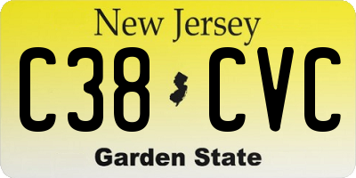 NJ license plate C38CVC