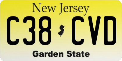 NJ license plate C38CVD