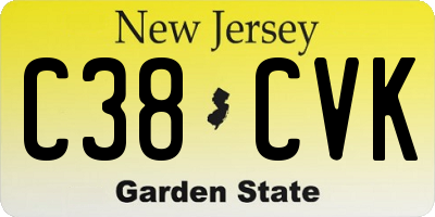 NJ license plate C38CVK