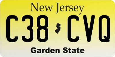 NJ license plate C38CVQ