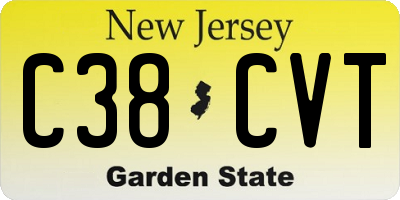 NJ license plate C38CVT