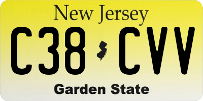 NJ license plate C38CVV