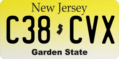 NJ license plate C38CVX