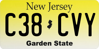 NJ license plate C38CVY