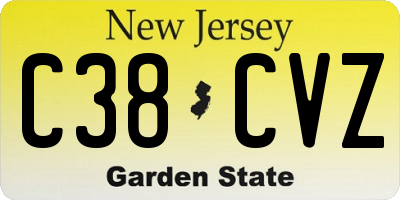 NJ license plate C38CVZ