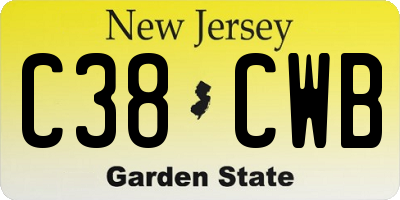 NJ license plate C38CWB