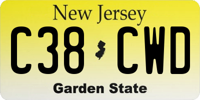 NJ license plate C38CWD