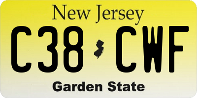 NJ license plate C38CWF