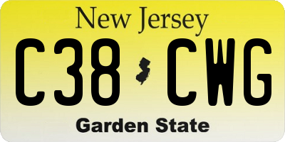 NJ license plate C38CWG
