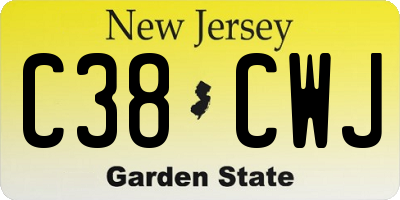NJ license plate C38CWJ