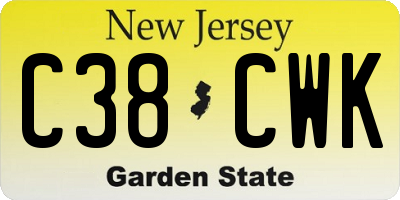 NJ license plate C38CWK