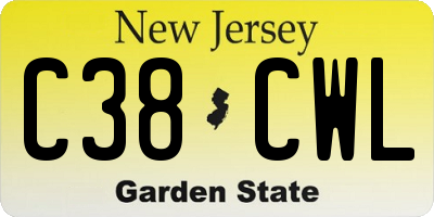 NJ license plate C38CWL
