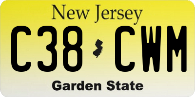 NJ license plate C38CWM