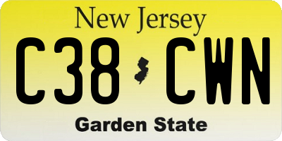 NJ license plate C38CWN