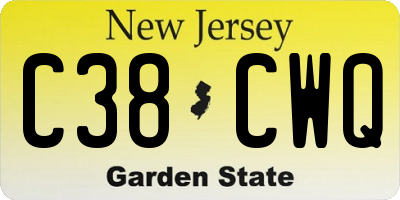 NJ license plate C38CWQ