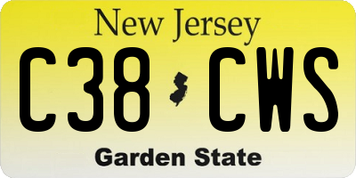 NJ license plate C38CWS