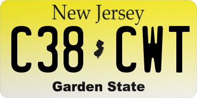 NJ license plate C38CWT