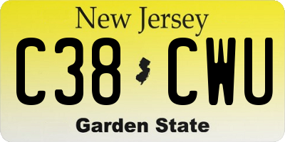 NJ license plate C38CWU