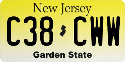 NJ license plate C38CWW