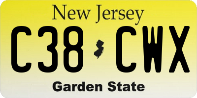 NJ license plate C38CWX