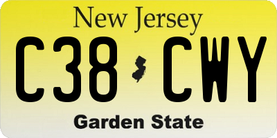 NJ license plate C38CWY