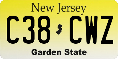 NJ license plate C38CWZ
