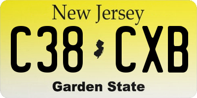 NJ license plate C38CXB