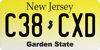 NJ license plate C38CXD
