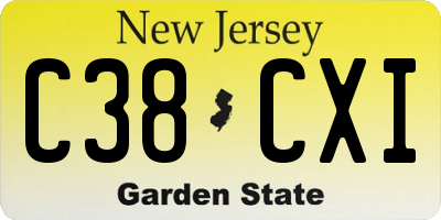 NJ license plate C38CXI