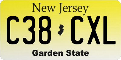 NJ license plate C38CXL