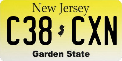 NJ license plate C38CXN