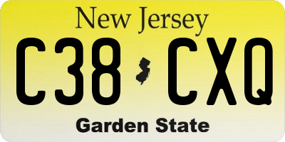 NJ license plate C38CXQ