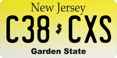 NJ license plate C38CXS