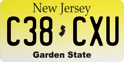 NJ license plate C38CXU